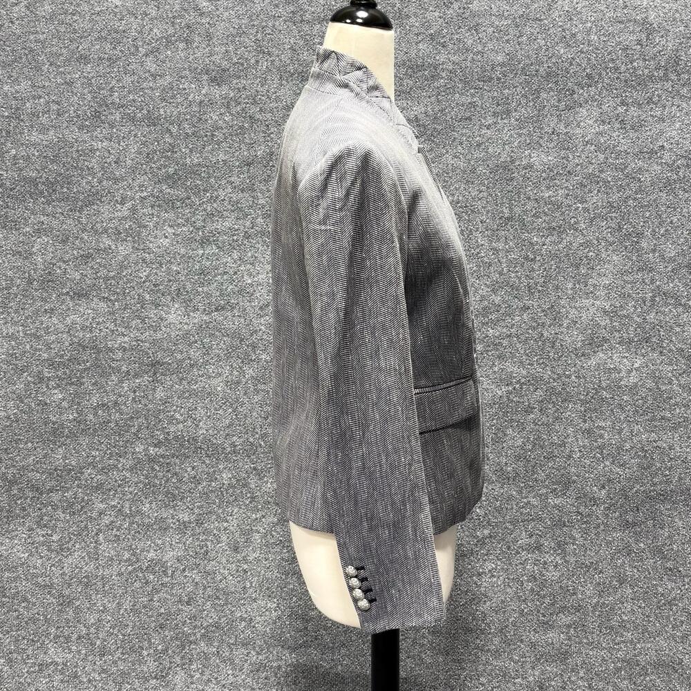 Veronica Beard Blazer Womens 8 Blue Farley Dickey Jacket Herringbone Linen - Picture 3 of 16